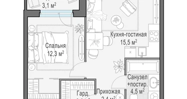 2-к. квартира, 38&nbsp;м²