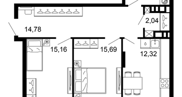 2-к. квартира, 67&nbsp;м²