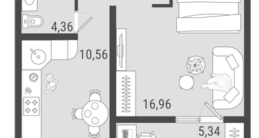 1-к. квартира, 40&nbsp;м²