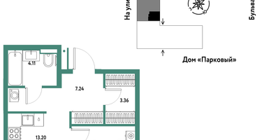 2-к. квартира, 39&nbsp;м²