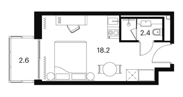1-к. квартира, 23 м²