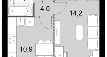 1-к. квартира, 36&nbsp;м²
