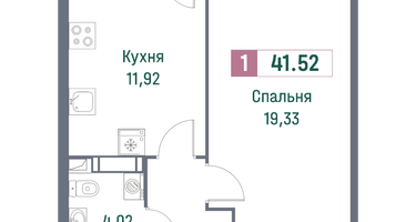 1-к. квартира, 41&nbsp;м²