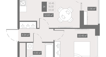 1-к. квартира, 34&nbsp;м²