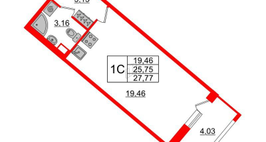 Студия, 25 м²