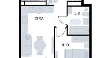1-к. квартира, 41 м²