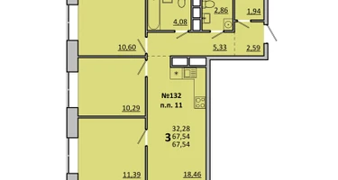 3-к. квартира, 67&nbsp;м²