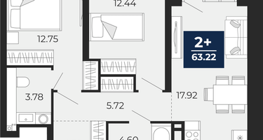 2-к. квартира, 61&nbsp;м²