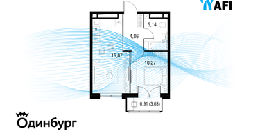 1-к. квартира, 38&nbsp;м²