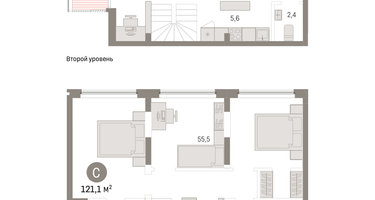 2-к. квартира, 121&nbsp;м²