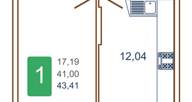 1-к. квартира, 45&nbsp;м²
