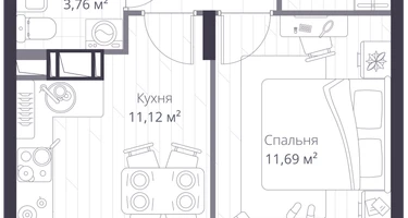 1-к. квартира, 33 м²