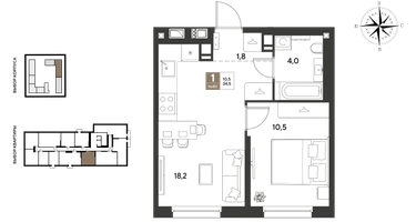 1-к. квартира, 34&nbsp;м²