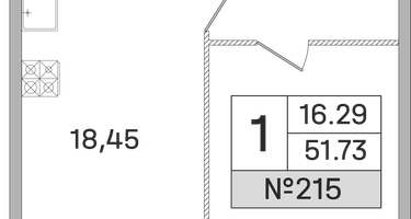 1-к. квартира, 51&nbsp;м²