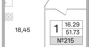 1-к. квартира, 51&nbsp;м²