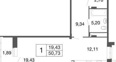 Студия, 50&nbsp;м²