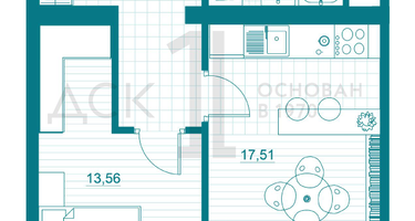 1-к. квартира, 44&nbsp;м²