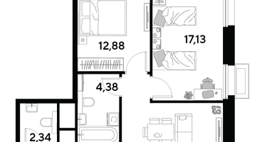 2-к. квартира, 61&nbsp;м²