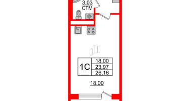 Студия, 23&nbsp;м²