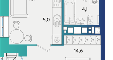 2-к. квартира, 41&nbsp;м²