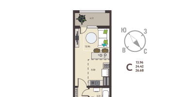 Студия, 26&nbsp;м²