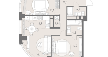 3-к. квартира, 76&nbsp;м²