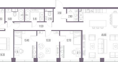 4-к. квартира, 134&nbsp;м²