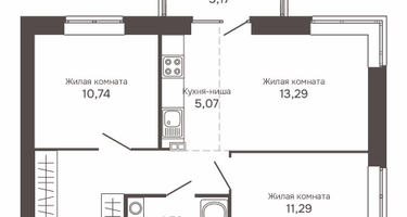 3-к. квартира, 57&nbsp;м²