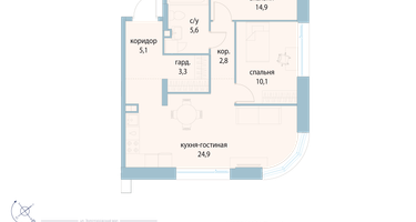 2-к. квартира, 70&nbsp;м²