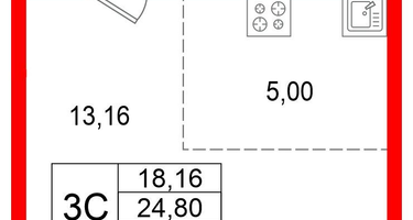 Студия, 24 м²
