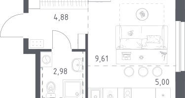 Студия, 22&nbsp;м²