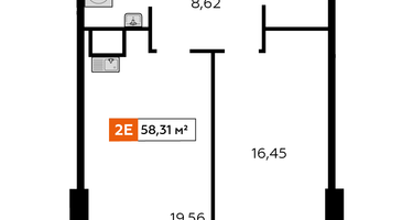 1-к. квартира, 57&nbsp;м²