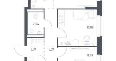 Студия, 54&nbsp;м²