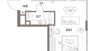 Студия, 32 м²