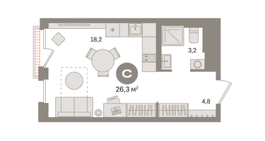 Студия, 26&nbsp;м²