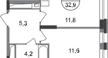 1-к. квартира, 32&nbsp;м²