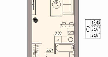 Студия, 23&nbsp;м²