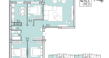 4-к. квартира, 110&nbsp;м²