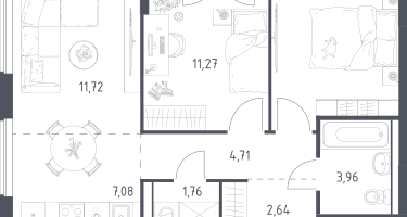 3-к. квартира, 54&nbsp;м²