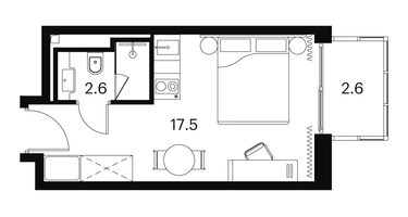 1-к. квартира, 22 м²