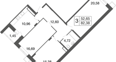 3-к. квартира, 82&nbsp;м²