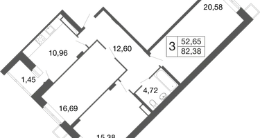3-к. квартира, 82&nbsp;м²