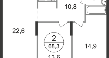 2-к. квартира, 68&nbsp;м²