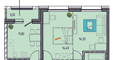 2-к. квартира, 61&nbsp;м²