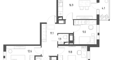3-к. квартира, 70&nbsp;м²