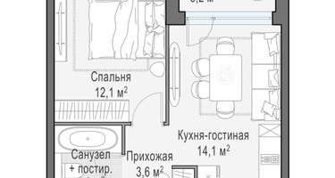 2-к. квартира, 33&nbsp;м²