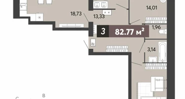 3-к. квартира, 82 м²