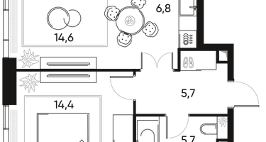 2-к. квартира, 47&nbsp;м²