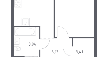 1-к. квартира, 34&nbsp;м²