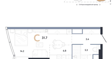 Студия, 31 м²